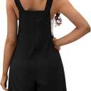 OYOANGLE Women's Maternity Romper Tie Knot Wide Strap Sleeveless Summer Suspender Overall Shorts Jumpsuit with Pocket (Black, S)