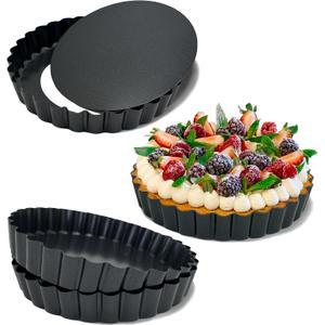 4 Pack 5-Inch Tart Pans with Removable Bottom, Nonstick Quiche Pan Fluted Pie Pans for Baking Treats, Pie, Quiches, Tartlets