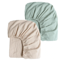 Konssy Muslin Crib Sheets for Girl Boy, 2 PCS Soft and Breathable Cotton Baby Sheets for Standard Crib Mattress, 52"x 28" (Green, Cream)
