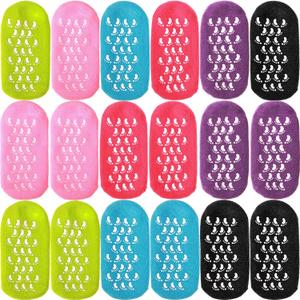 JaGely 6 Pairs Moisturizing Socks Gel Socks Extra Soft Gel Socks Gel Spa Socks for Dry Cracked Feet Skins Gel Lined Feet Care Socks for Repairing Softening Feet Dry Cracked (Multicolored)