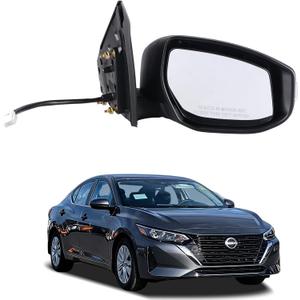 Passenger Side Power Adjust Mirror Manual Fold w/Heat Signal Light Compatible for Nissan Sentra 2013-2019 Replaces 96301-3SG0D NI1321237 (7Pins Right)