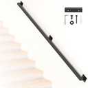 6FT Industrial Pipe Stair Railing Wall Mounted 500lbs Capacity Black
