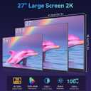 Kenowa 27 Inch Large Second Monitor 2K QHD 100Hz IPS Screen FreeSync USB C HDMI External Display, Built in Speakers Stand Portable Gaming Monitor for Laptop Phone PC PS4 Computer Xbox