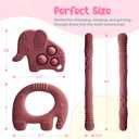 2 x Silicone Baby Teething Toys, Soft Teether Set for Sore Gums, BPA Free Chew Toys for Infants 3+ Months, Textured Teething Relief, Easy Grip Design (Rose Pink)