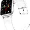 iiteeology Compatible with Apple Watch Band 46mm 45mm 44mm 42mm 41mm 40mm 38mm, Transparent Clear Soft Silicone iWatch Bands for Women Series 1-11