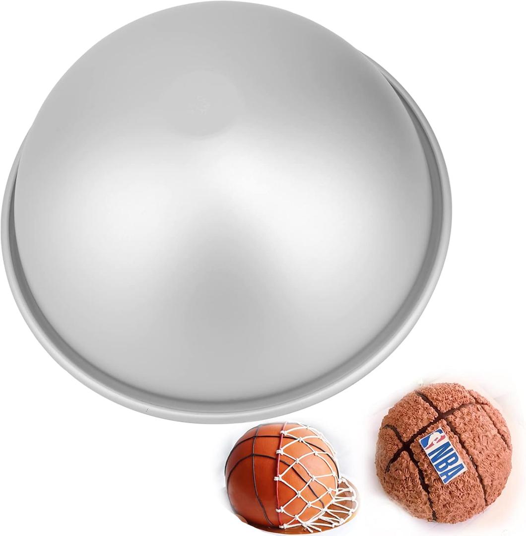 8 Inches Hemisphere Football Cake Pan, 3D Soccer Half Ball Birthday Cake Pan, Aluminum Cake Mold Nonstick Baking Tool