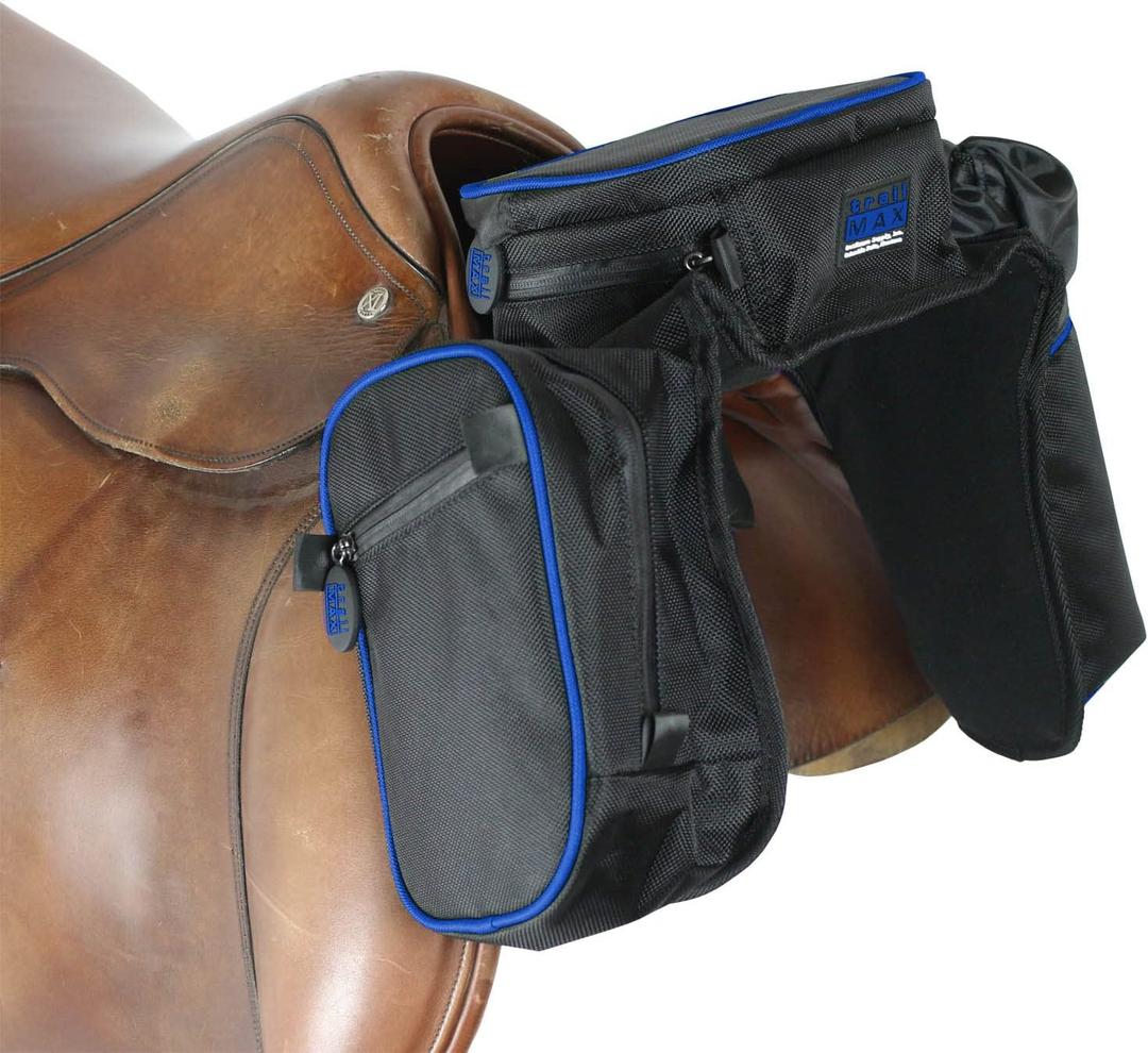 TrailMax Compact English Pommel Pocket Horse Saddlebag with Water Bottle Sleeve for Trail Riding, Works with English, Endurance & Australian Saddles
