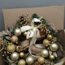 24 inch Christmas Door Wreath, Large Gold Wreaths for Front Door with Champagne Bow Golden Ball Glittered Leaf Spray Stems Pinecones for Fireplace Xmas Decorations, Wall Window Indoor Outdoor Decor