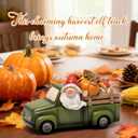 Hodao Thanksgiving Gnome Car Figurine with Pumpkins  Fall Harvest Festival Decor, Autumn Pumpkin Car Statues for Home, Kitchen, Table Centerpiece, Thanksgiving Decoration (Green)