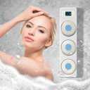 Wall Mounted Shower Back Scrubber, Electric Dry Brushing Body Bush with 3 Speed Adjustment and 3 Adjustable Levels, IPX7 Waterproof Shower Brush for Body with Intelligent Display Screen (three headed)