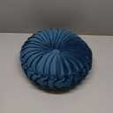 HLOVME Round Velvet Pillow for Couch Small Handmade Decorative Throw Pillow for Bed Bedroom 13.7 Dark Blue