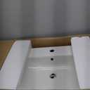 23.62" Vanity Vessel Sink, Modern Rectangular Ceramic Drop-In Bathroom Sink, with One Hole and Overflow, White