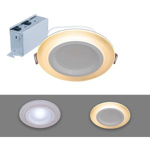 HALO RL 6 in Recessed LED Canless Dual Mode Night Light and Downlight, 1000 Lumens, Selectable CCT 2700K-5000K, Dim to Warm Technology, Matte White - RLNL6109FSD2W1EWHDM