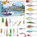 Fishing Advent Calendar 2025 for Men,24 Days Tackle Christmas Countdown Calendar for Anglers, Fishing Lures Kit for Fish Lip Gripper, Lures, Hooks, for Dad,Teen Boys