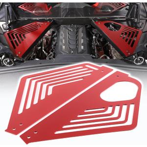 Aluminum Alloy Rear Engine Covers Left Right Engine Case Guards Protector Splash Shield Compatible with Chevrolet Corvette C8 2020-2023, Engine Bay Panel Cover, C8 Accessories 2PCS (red)