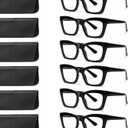 6 Pack Oprah Style Reading Glasses for Women Blue Light Blocking Computer Square Readers with Spring Hinge (6 Black, 2.50, x)