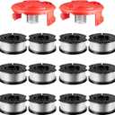 14 Pcs AF-100 Weed Eater Strings Compatible with Black and Decker Weed Eater, 0.065’’ AFS Automatic Feed Replacement Spool, 12 Pcs Spools(360ft Total), 2 Pcs RC-100-P Caps and 2 Springs