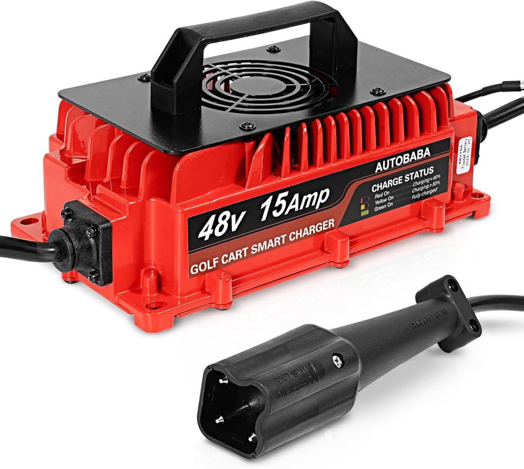 48 Volts 15 AMP Golf Cart Battery Charger 3-Pin Style Plug with Temperature Sensor Compatible with 2007-2024 Yamaha G29 Drive & Drive 2 Golf Cart (Lead Acid)