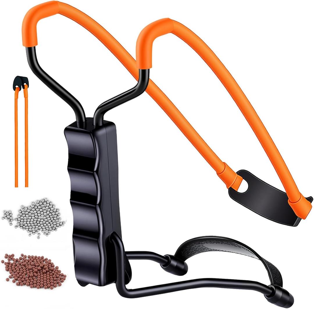 Professional Slingshot Set-A Classic Construction Shooting and Hunting Slingshot with a Sturdy Sling Shot Bow, 2 Packs of Slingshot Ammo,and a Slingshot Band for Adults