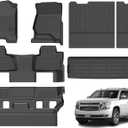 Floor Mats & Cargo Liner for 2015-2020 Chevy Tahoe & GMC Yukon (Bucket Seat) (Not XL) All Weather TPE Set Anti-Slip Waterproof Floor Liners Accessories (Car Mats+Trunk Mat+Backrest) Black