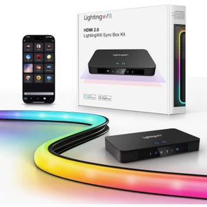 LightingWill TV LED Backlight with 4K HDMI Sync Box, 12.47ft RGBIC LED Strip Lights for 65-75 Inch TV, Sync with Screen, 3 HDMI Inputs, 60 LEDs/m High Density, App Control, Works with Alexa & Google