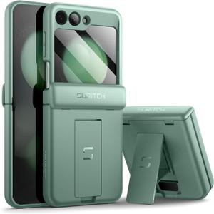 SURITCH for Samsung Galaxy Z Flip 5 Case with Built-in Screen Protector & Kickstand & Hinge Protection, Full-Body Shockproof Protective Cover for Z Flip 5 (2023) -(Matcha Green)