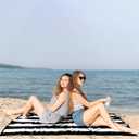 cabanana Large Oversized Beach Towel - 35 x 70 Inch Cotton Pool Towel, Black Striped Soft Cabana Swim Towel