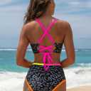 popvil High Waisted Bikini Sets for Women Neon Two Piece Swimsuit Sexy High Cut 2026 Bathing Suit (Black, L)
