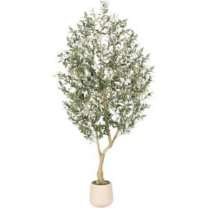 Realead 7ft Artificial Olive Tree with Tall Exquisite Planter - Realistic Fake Olive Tree with Thick Trunk and Lifelike Fruits - Large Faux Olive Tree for Home Office Decor