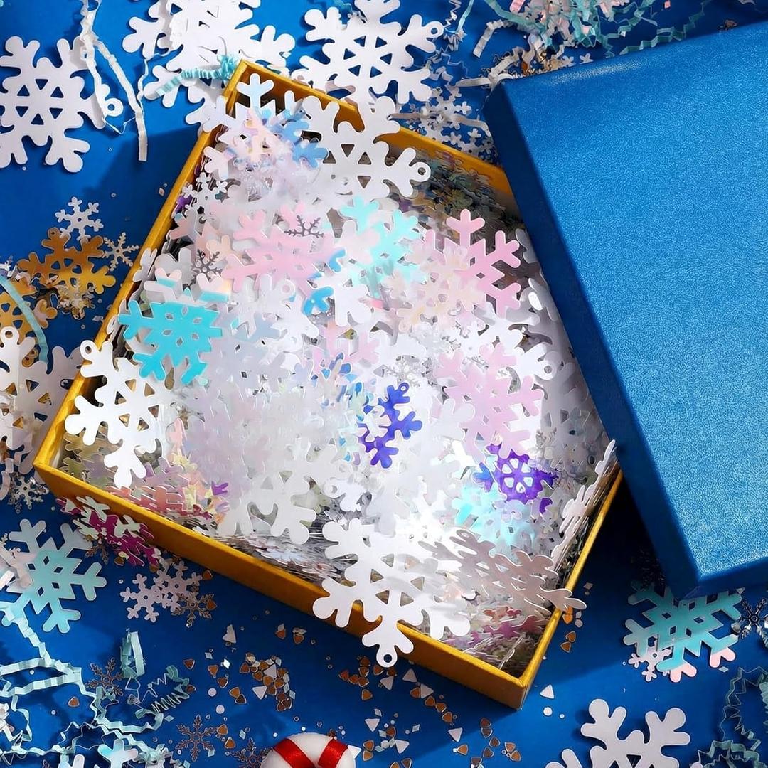 Supervitae 1 Lb/500g Winter Snowflake Glitter Table Decors Snowflake Glitter Confetti Sequins Winter Sparkly Table Scatter PVC for Party Home Wedding Decor DIY Craft, 2 Pack