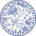 50 Pcs 14 Inch Blue Floral Paper Place Mats Chinoiserie Round Placemats Flower Disposable Decorative Table Mats for Dinner Table Setting Banquet Party Supplies