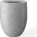 Kante 21.7" H Natural Concrete Tall Planter, Large Outdoor Indoor Decorative Pot with Drainage Hole and Rubber Plug, Modern Round Taper Style for Home and Patio