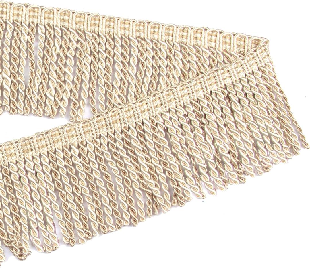 BEL AVENIR Curtain Fringes Bullion Fringe Trim 5.3 Yard x 3 Inches Fabric Trims Sewing DIY Decoration for Curtain Sofa Clothes - Beige