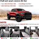 Truckiipa Car Seat Covers Full Set, Dodge Ram Seat Covers Full Coverage Leather Protector Pickup Truck Accessories, Custom Fit for 2002-2018 Ram 1500, 2002-2025 Ram 2500 3500 Crew Mega Cab, Black