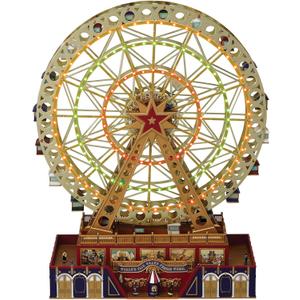 Mr. Christmas World's Fair Grand Ferris Wheel Musical Animated Christmas Decoration, with LED Lights and 50 Songs, 15 Inch, Gold