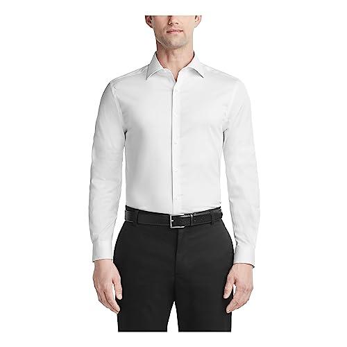 Van Heusen Men's Dress Shirt Slim Fit Ultra Wrinkle Free Flex Collar Stretch, White, 14"-14.5" Neck 32"-33" Sleeve S