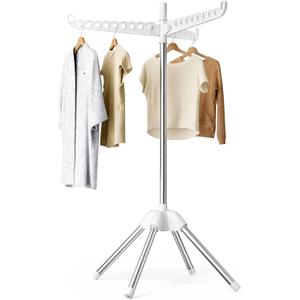 Abiglifty Rotatable and Foldable Clothes Drying Rack, Space Saving Free Standing Laundry Drying Rack for Indoor, Balcony, 1 Layer
