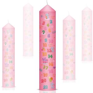 Jutom Birthday Countdown Candles Baby Shower 10 Inches Tall Birthday Pillar Candle First 1-21 Pillar Pink Annual for Girls Baby Shower Favor