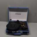 Vinyl Record Player Bluetooth Vintage Portable Suitcase Turntable with Built-in Speakers 3-Speed Belt-Driven Record Player Support RCA Output and Headphone Output