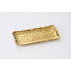 Pampa Bay Porcelain Medium Rectangular Tray, 13.5 x 6 Inch., Gold Metallic Matte Finish, Oven and Dishwasher Safe