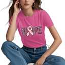 PQZ Breast Cancer Shirts for Women Cancer Awareness Tee Womens Butterfly Tee Shirt Cancer Survivor Tops (Small)