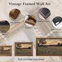Vintage Gold Framed Canvas Wall Art Rustic Floral Field Nature Landscape Painting Picture Wall Decor Twilight Firefly Poster Print Artwork for Living Room Bedroom Home Decoration