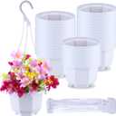 Roshtia 24 Pcs Hanging Plastic Planter Pot with Hook Flower Pots Baskets Hanging Nursery Planter Holder for Outdoor Indoor Plant Garden(Ceramic White,3.7 Inch)