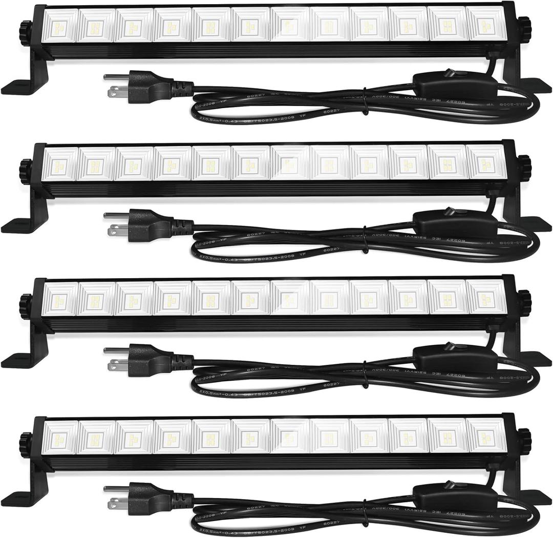 4 Pack 40W LED Shop Lights,6000K 4800LM Daylight White Garage Light with 6.5FT Power Cord & Switch,Plug in LED Work Light for Garage, Workshop,Yard