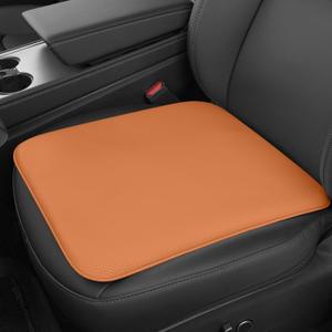 Car Seat Cushion – Breathable Nappa-Style Microfiber Leather & Premium Memory Foam, Non-Slip Seat Pad for Car/SUV/Truck/Office Chair,Lower Back & Hip Support (Cognac-Colored)