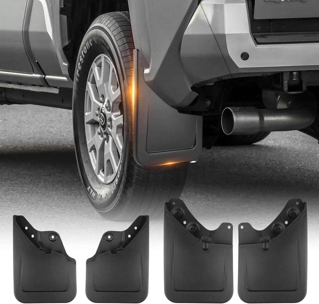 Sunsdrew Mud Flaps for 2024 2025 2026 Toyota Tacoma - All Weather Splash Guards - No Drilling 4PCS Front and Rear Wide Mud Guards Kit - 4th Gen Tacoma Truck Exterior Accessories