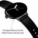 Compatible with Google Pixel Watch, Genuine Leather Replacement Band Strap Compatible with Google Pixel Watch 2 41mm (Black)