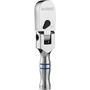 toolant Stubby 3/8" Drive Flex Head Ratchet, 90 Tooth Compact Flex Head Socket Ratchet Wrench, 4.7 Inch Length