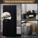 XLHOMO 24PCS Bathroom Sets with Shower Curtain and Rugs,Black Bathroom Accessories Set Waterproof Black and White Shower Curtain Set, Toilet Brush, Trash Can & Bathroom Rug
