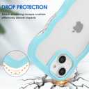 Anuck for iPhone 13 Case Wavy Edge Clear Back Design, Anti-Slip Grip Cute Wave Curly Frame Shape Shockproof Soft TPU & Hard Bumper Protective Phone Case Cover for Women Girls, Dark Blue